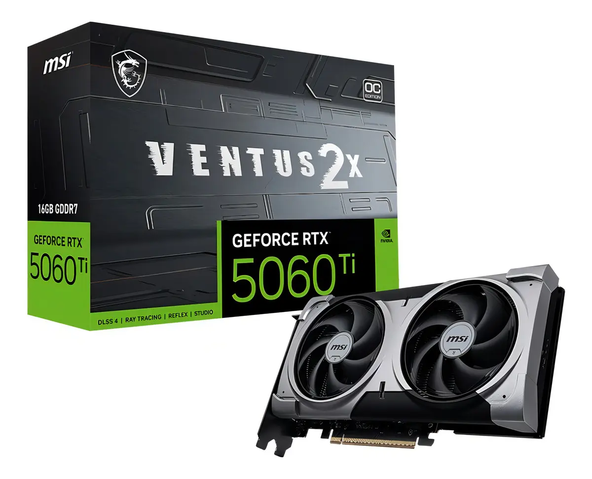 Placa De Vídeo Msi Rtx 5060 Ti 16gb Gddr7 Ventus Plus 128bts