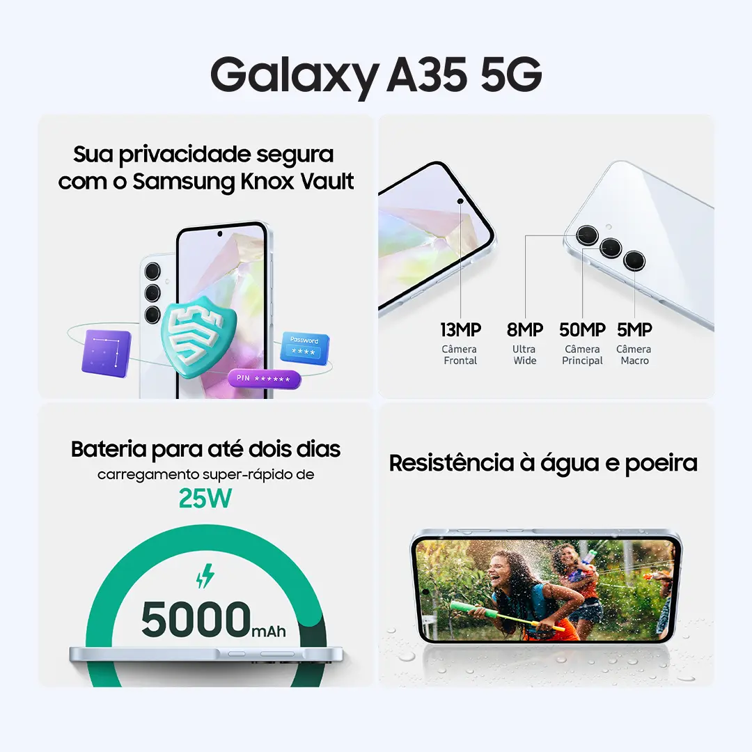 Smartphone Samsung Galaxy A35 5G 128GB 6GB RAM Azul Escuro