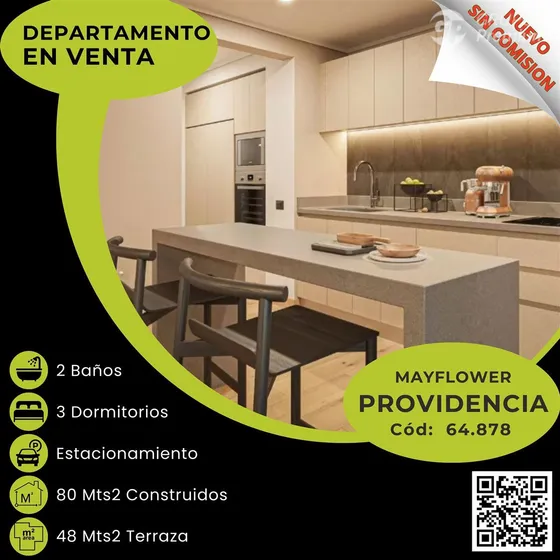 C64878 - Venta Departamento Nuevo Sin Comision - Providencia