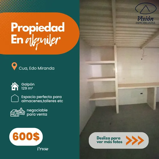 Galpón En Alquiler Centro Comercial La Casona, Al Lado De Mahife Cúa Edo Miranda.