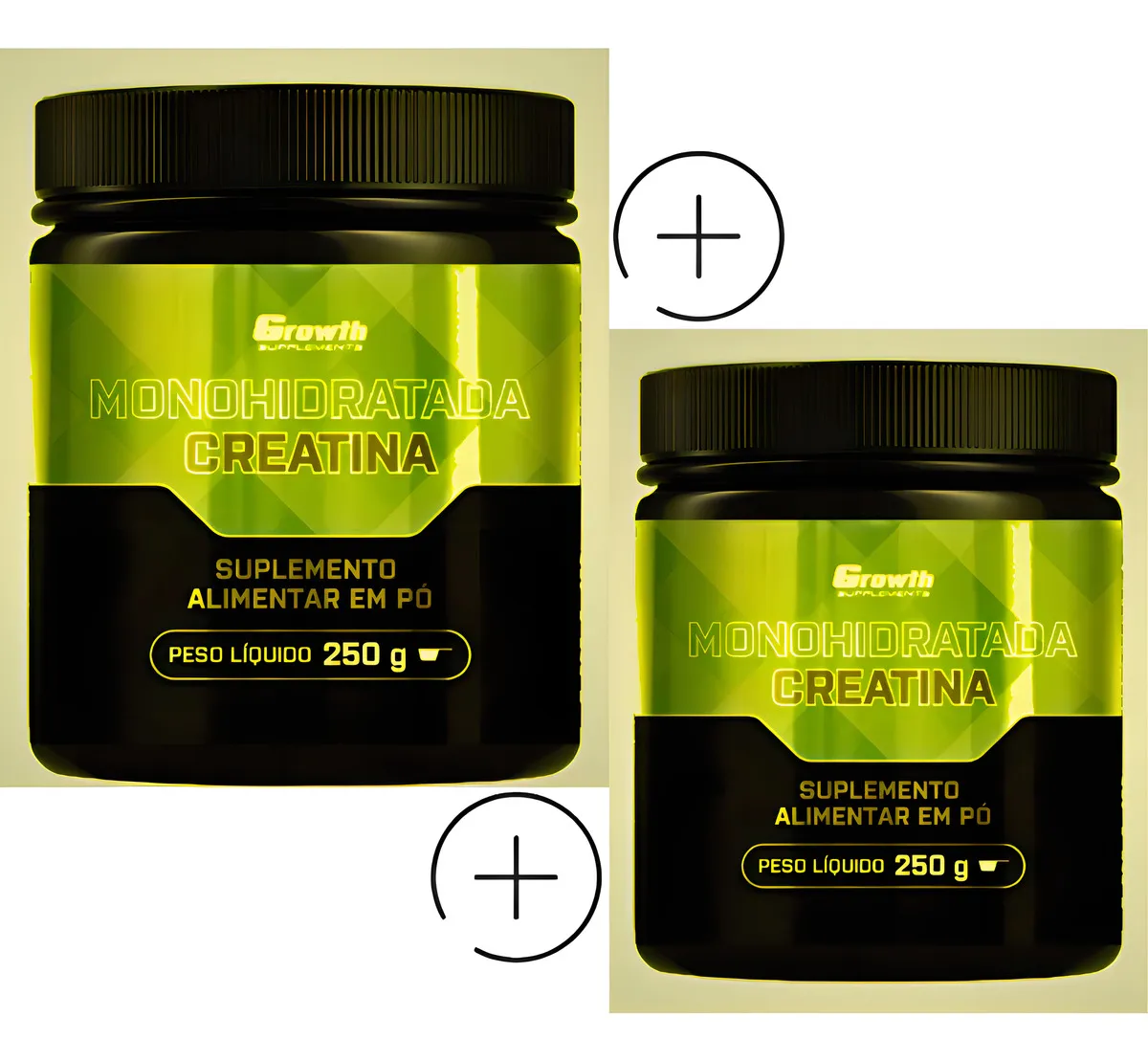 Kit 2x Creatina Monohidratada Pó Growth Suplementos Sem Sabor