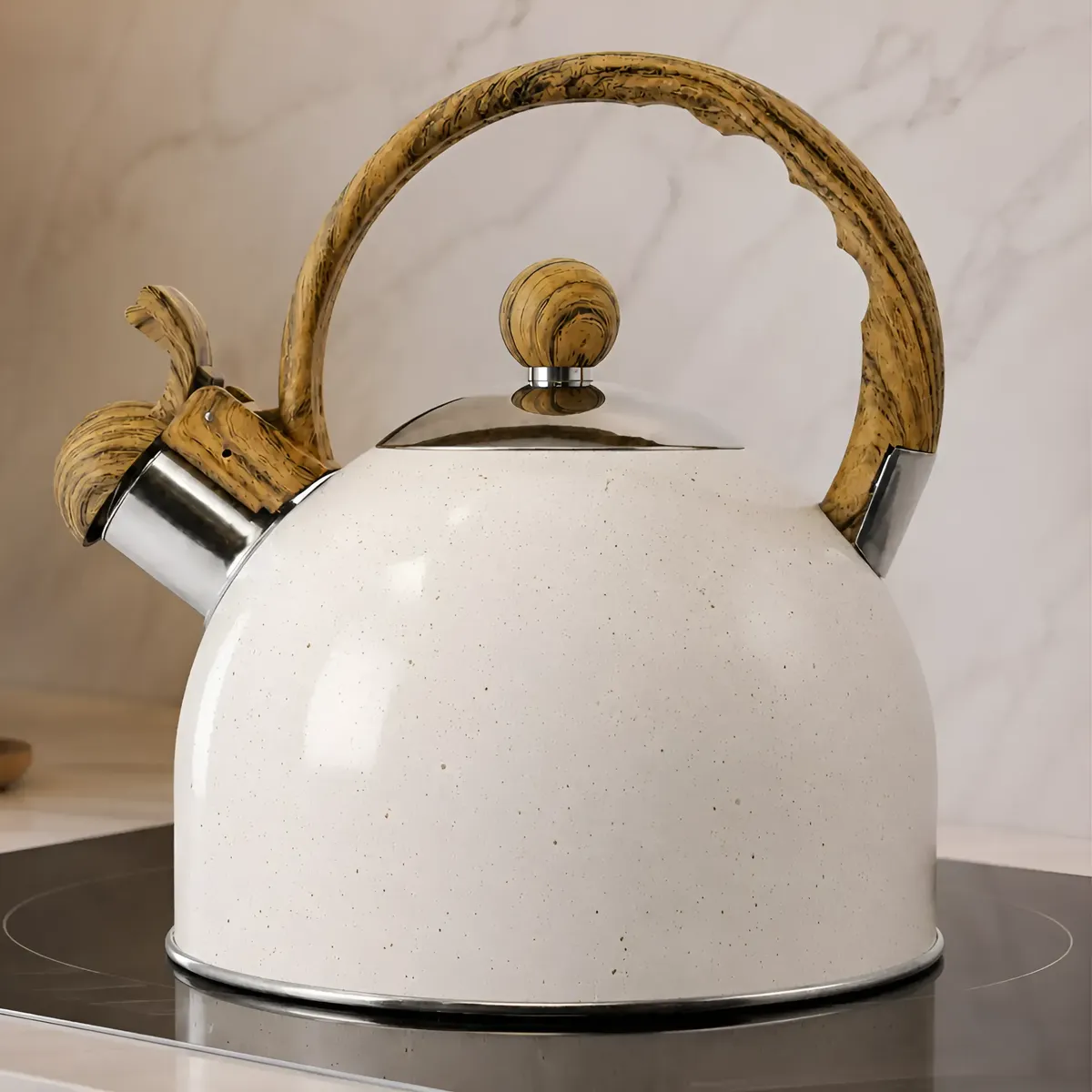 Chaleira Aço Inox Com Apito Indução Bule 2 Litros Moderna
