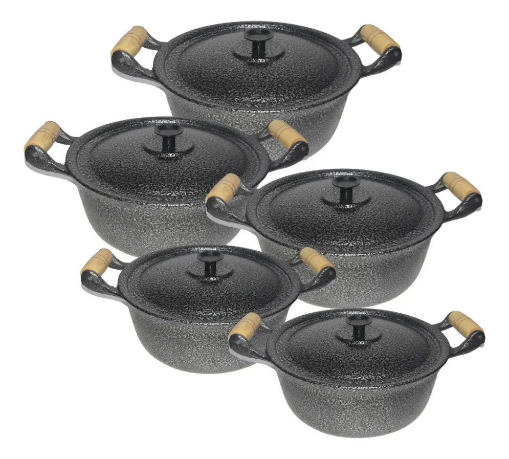 Jogo De Panela Alumínio Fundido Batido Grosso Preto Preto