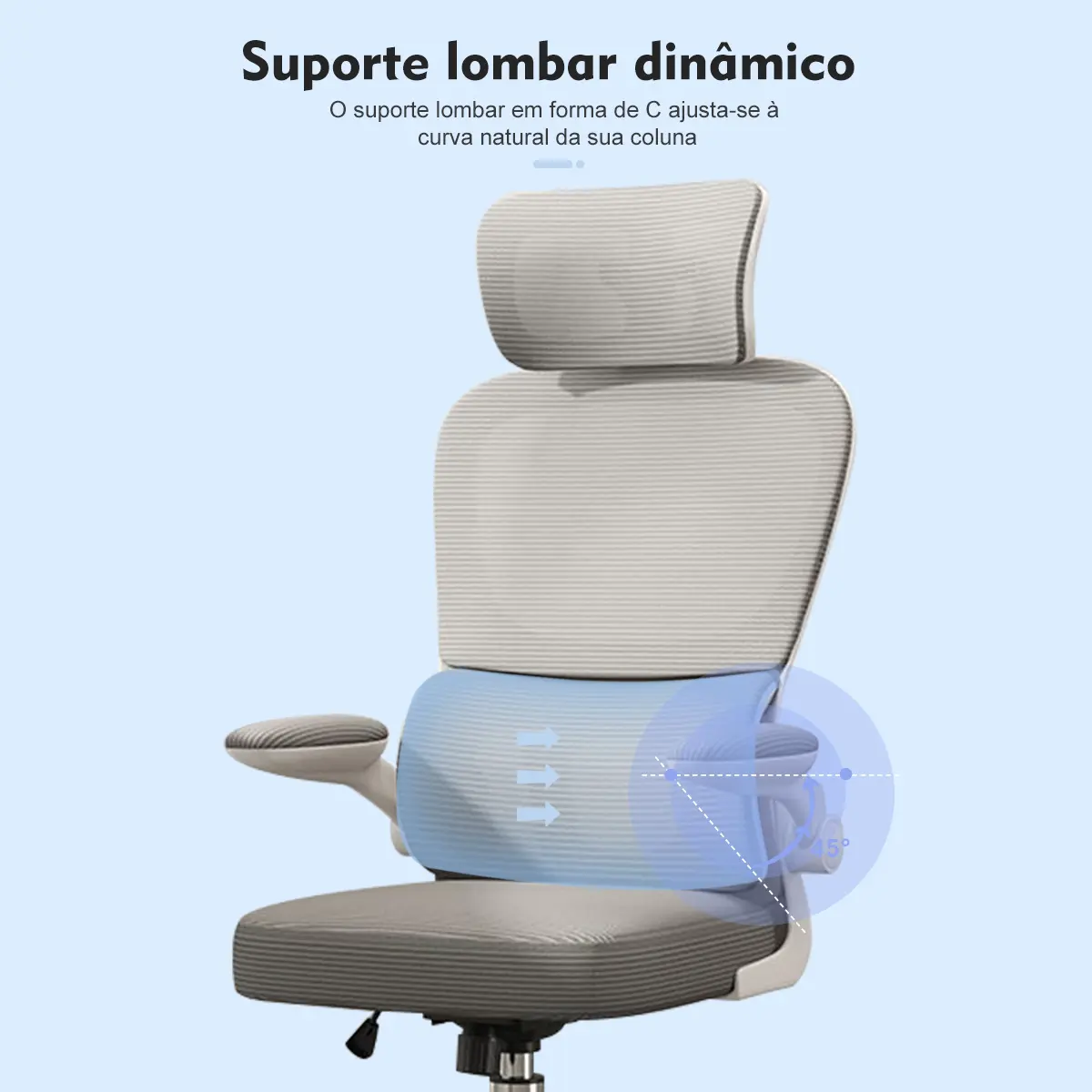 Cadeira Escritório Ergonômica Python Fly B07 Cinza Com Suporte Lombar — foto 7