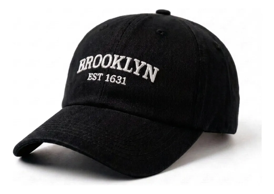 Boné Strapback Retrô Brooklyn Bordado Aba Curva Fitão Casual