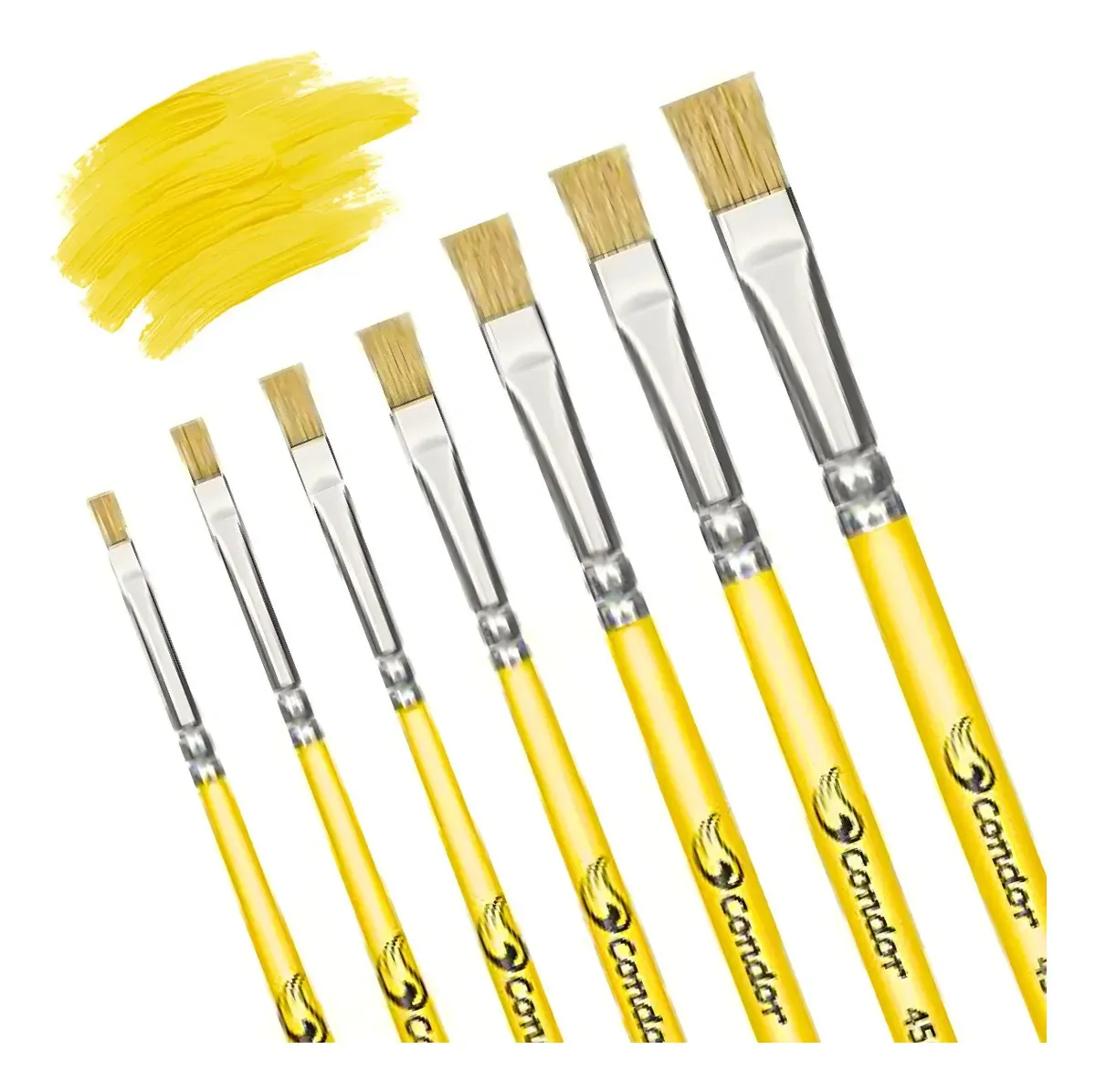 Kit 7 Pincéis Artísticos Chato Pintura Cerda Natural Condor