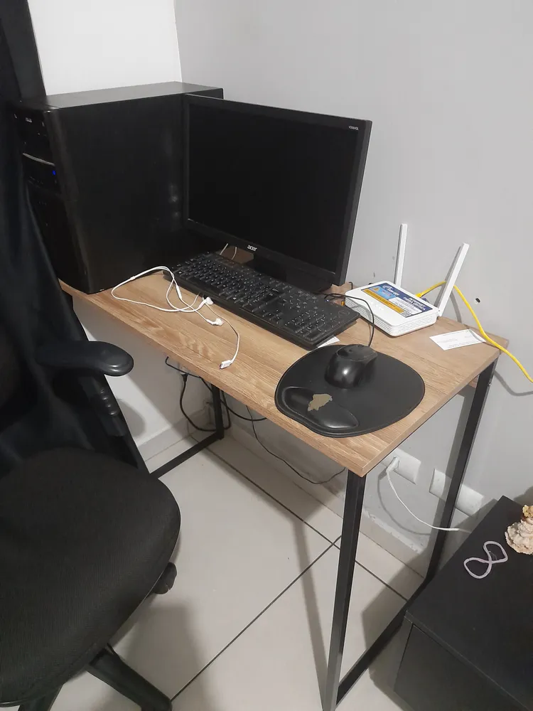 Escrivaninha Industrial Mesa Estudo Aparador Office Aço Mdf - Imagem 4