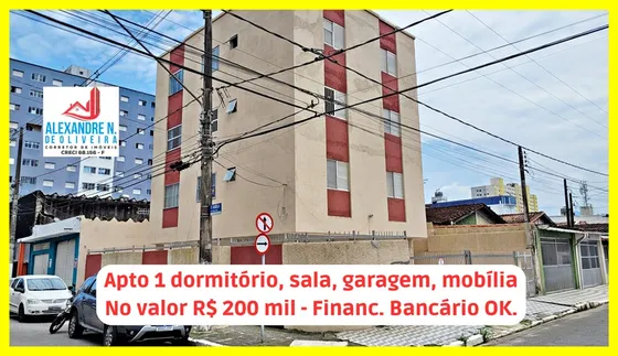 Apartamento 1 Dormitório, Sala, Cozinha, Garagem, Mobiliado, R$ 200 Mil, Em Praia Grande, (ap1183).