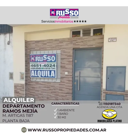 Departamento Monoambiente En Alquiler Ramos Mejia 