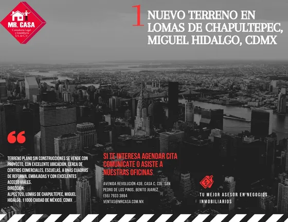 ¡increíble Oportunidad De Terreno En Lomas De Chapultepec!