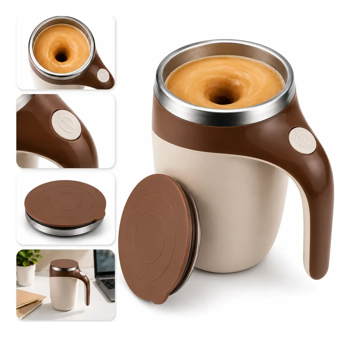 Caneca Mixer Inox Misturador Automático Recarregável Usb
