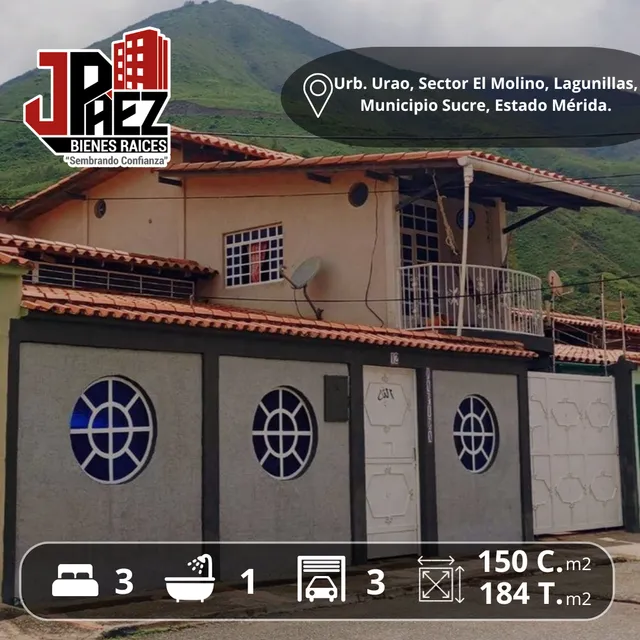 Casa En Venta Urb Urao Sector El Molino Lagunillas Mérida 