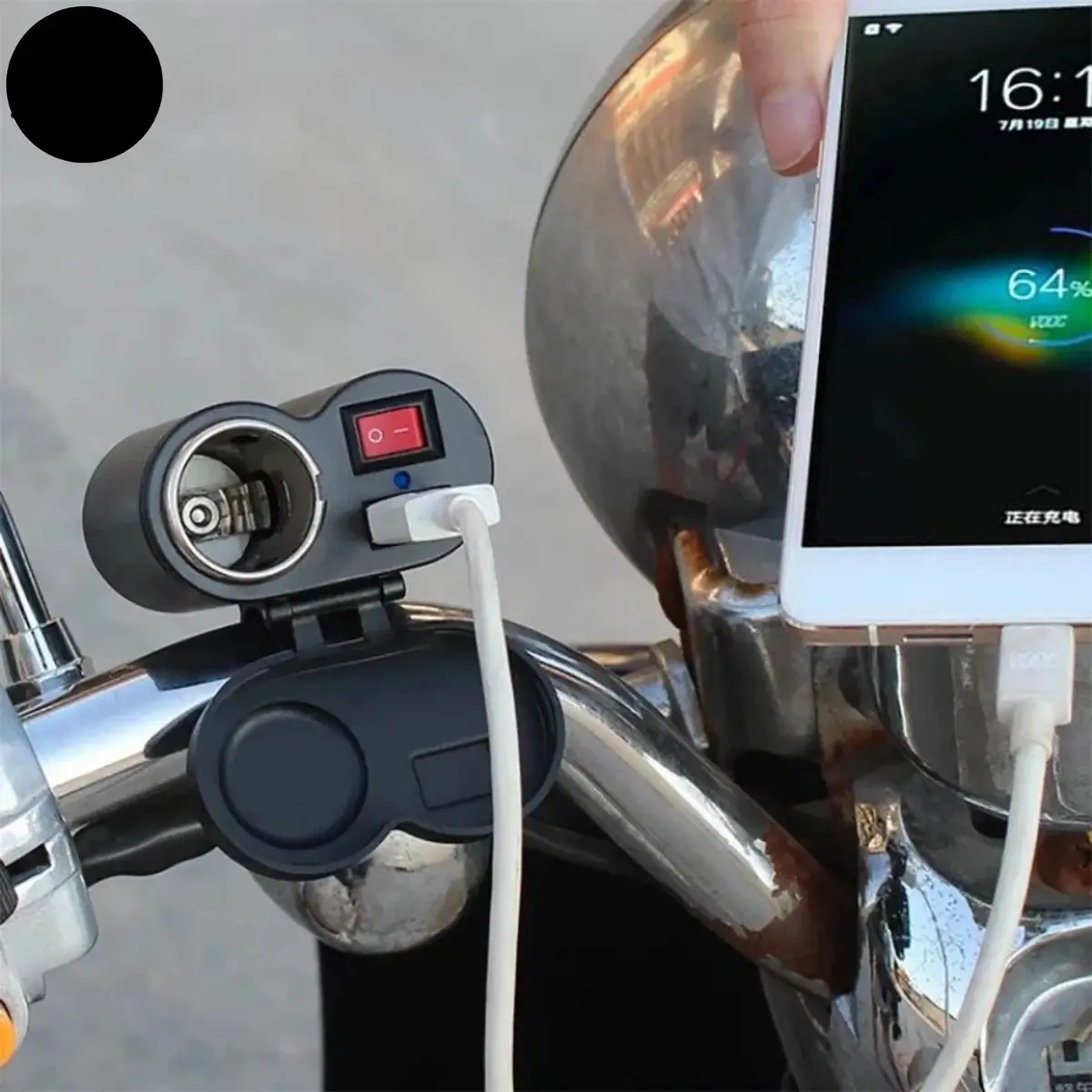 Tomada 12v Usb P/ Moto Carregador Celular Turbo Prova D'água — foto 4