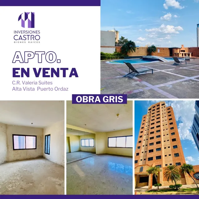 En Venta: Apartamento En Obra Gris 125m2. Ideal Para Quienes Buscan Un Espacio Personalizable Para Adaptar A Su Gusto Y Necesidades. Ubicado En El C.r. Valeria Suites, Los Samanes De Puerto Ordaz.