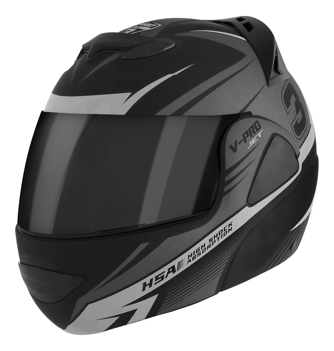 Capacete Robocop Moto Articulado Fechado Vpro Jet 3 Vis Fume — foto 3