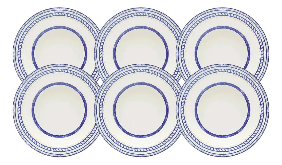 Jogo De Pratos Fundos Sopa Kit 6 21cm Cerâmica Grano