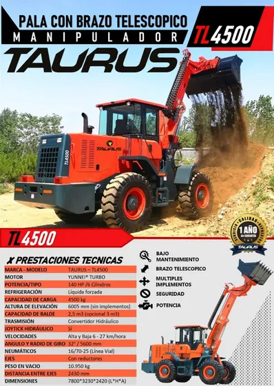 Manipulador Telescópico Pala Cargadora Taurus Tl 4000