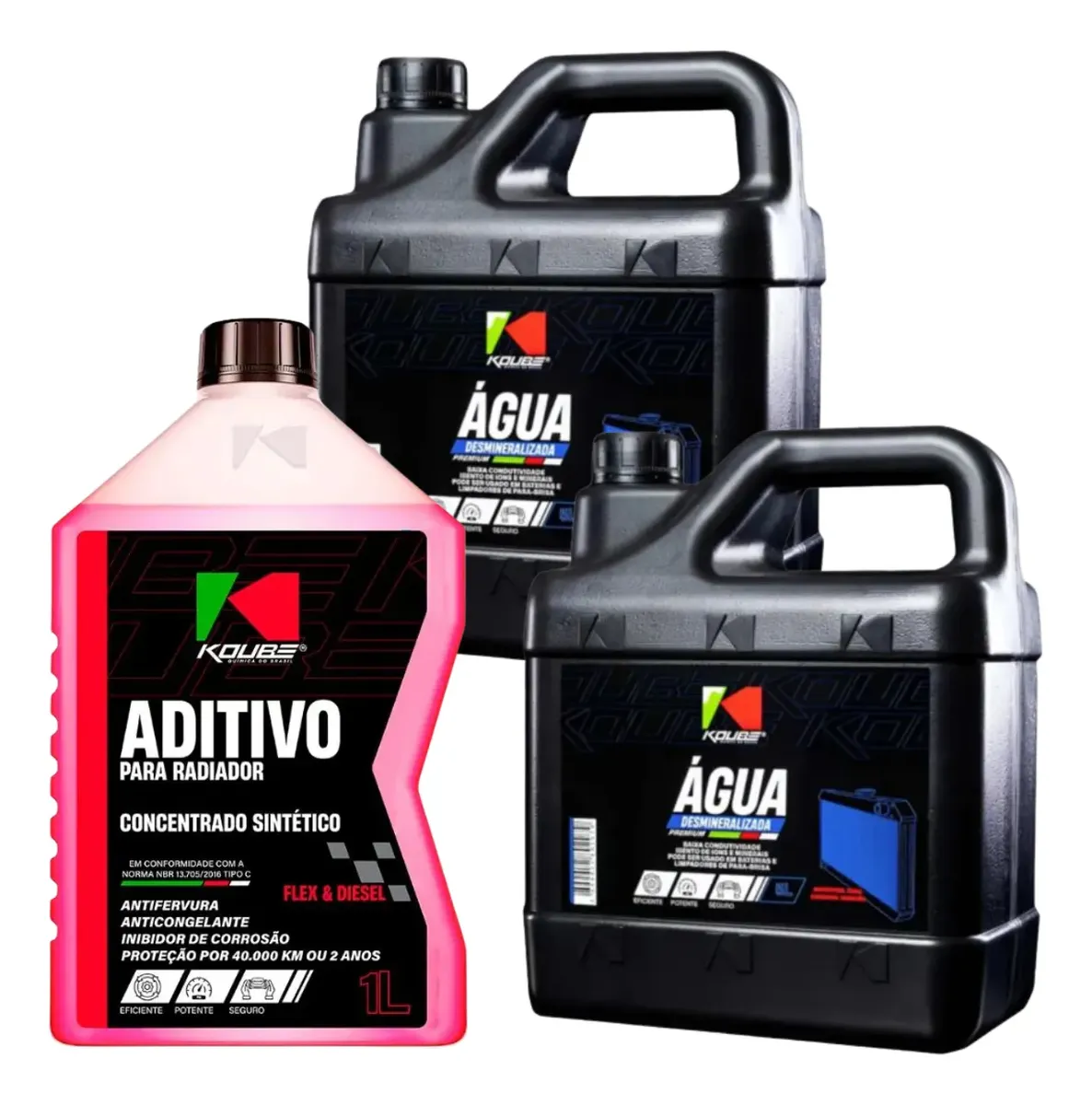 Kit Aditivo Para Radiador E Água Desmineralizada 5l Koube