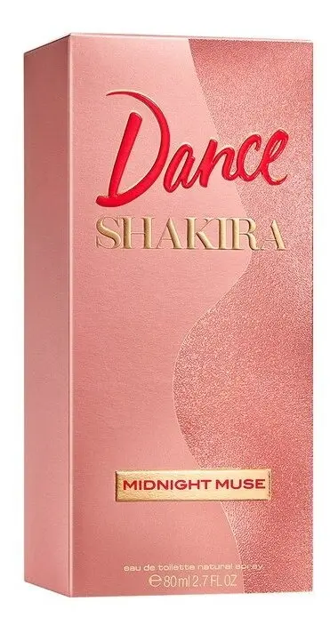 Embalagem em caixa retangular rosa do perfume Shakira Dance Midnight Muse