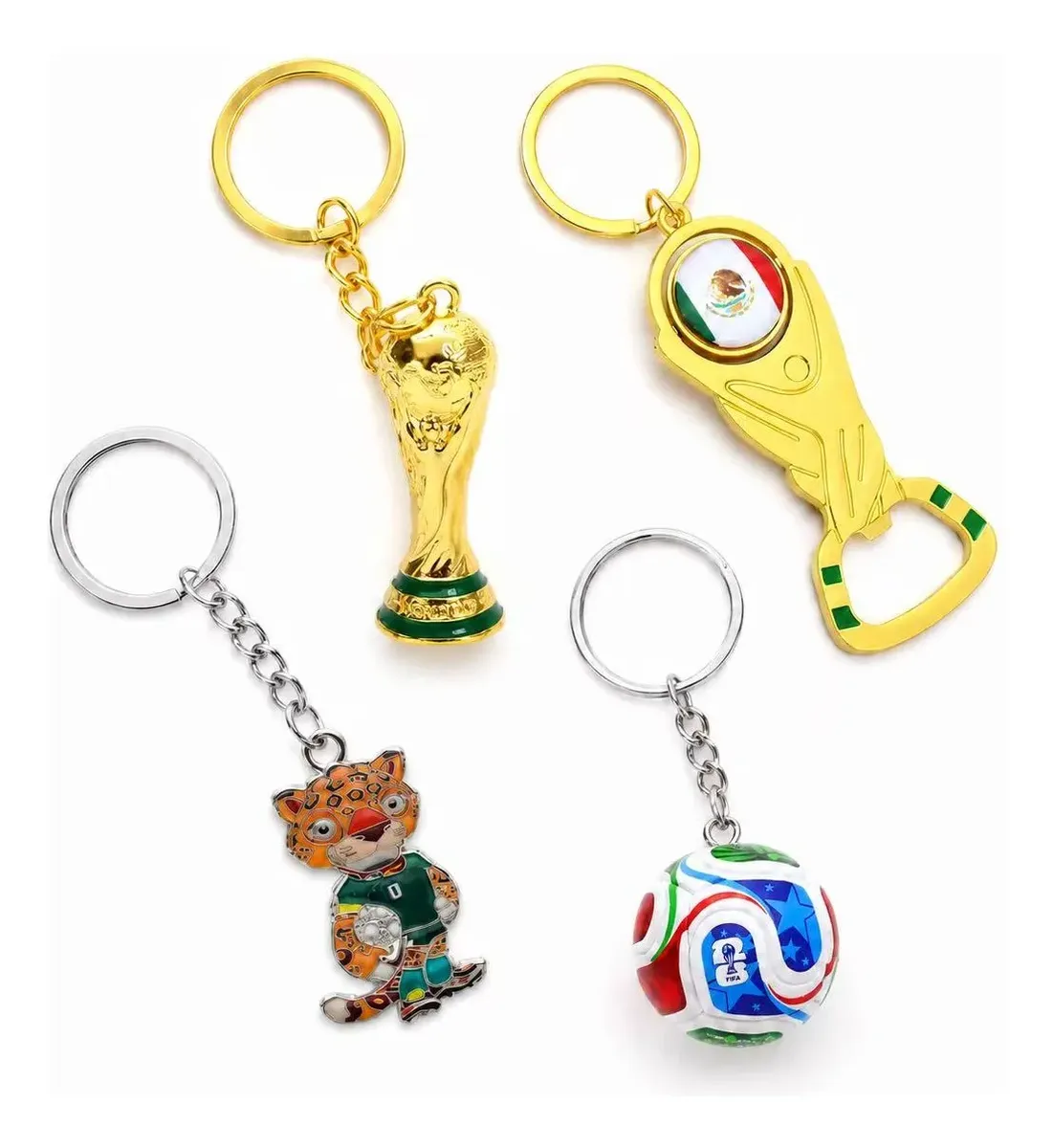 Chaveiros Temáticos Copa do Mundo — Kit com 4 Peças