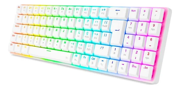 Teclado Mecânico Redragon Ashe 75% RGB Cor Branco Switch Brown USB-C