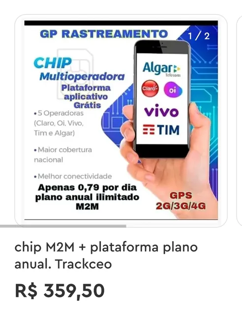 Recarga De Chip M2m Mundial Anual + Plataforma Trackceo 