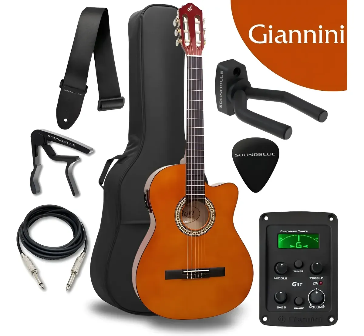 Kit Violão Giannini Eletroacústico Flat Nylon Destro - Giannini