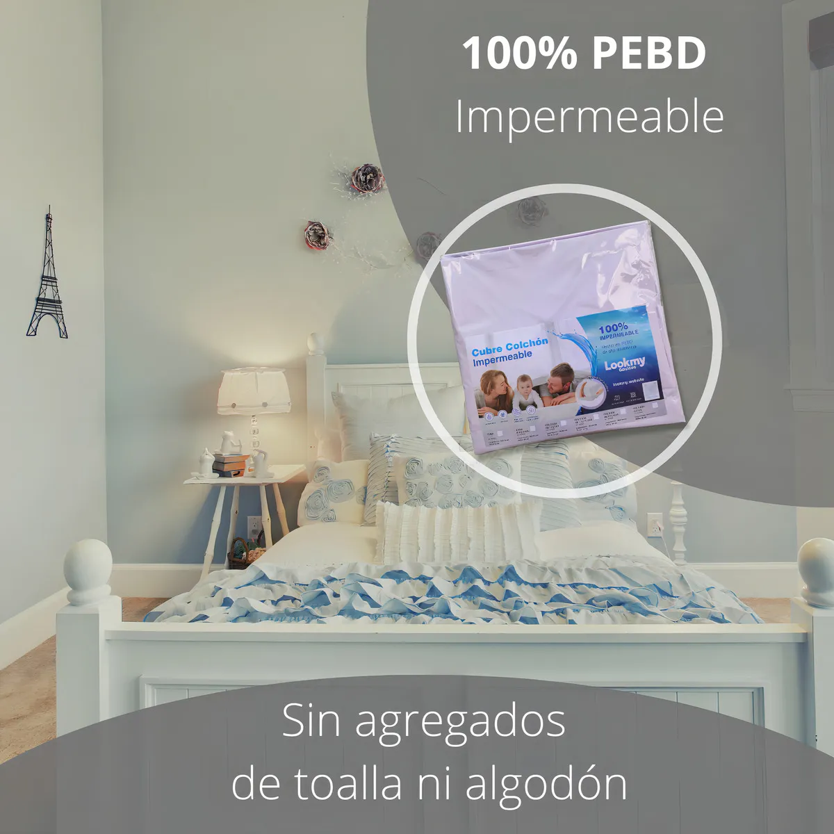 cubre colchón impermeable 190x140 cm para grandes incontinencias Lookmy | Cubrecolchón cama 2 plazas eco70 |