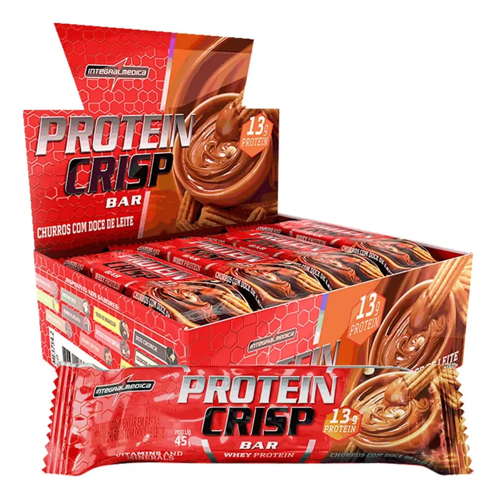 Barra de Proteína Whey Crisp Churros 12un Integralmedica - Energia para o Dia, Fonte de Proteína e Textura Irresistível