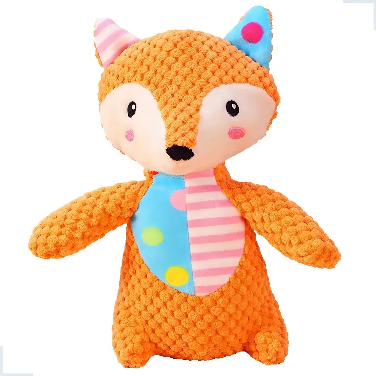 Brinquedo Pelúcia Raposa Ursinho Mordedor Apito para Cães Gatos