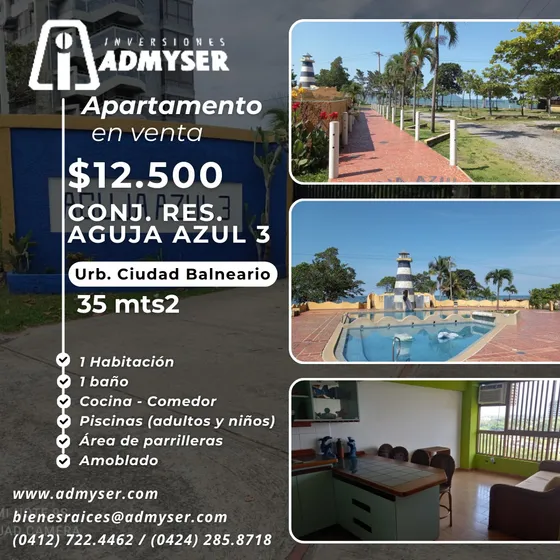 Apartamento Edif Aguja Azul, Ciudad Balneario, 1 Habitación 