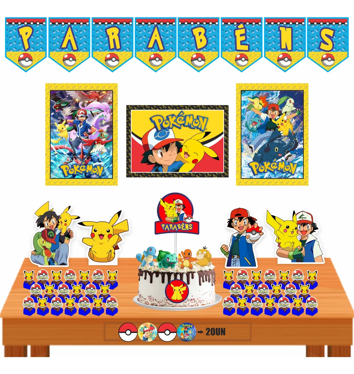 Kit Festa Tema Pokemon Decoração Só Um Bolinho