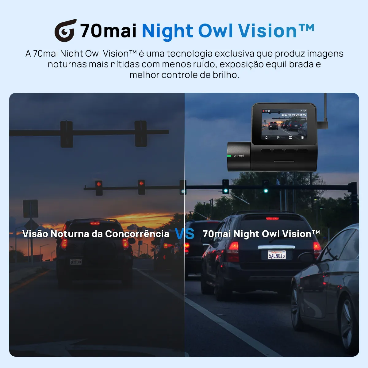 Camera Veicular para Uber, 99 - 70mai 2'' 1080p Hdr A200-1 Uber Nightvis 24h - foto 5