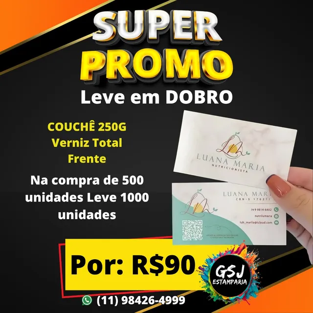 Promoção Compre E Leve Em Dobro - Cartões De Visita