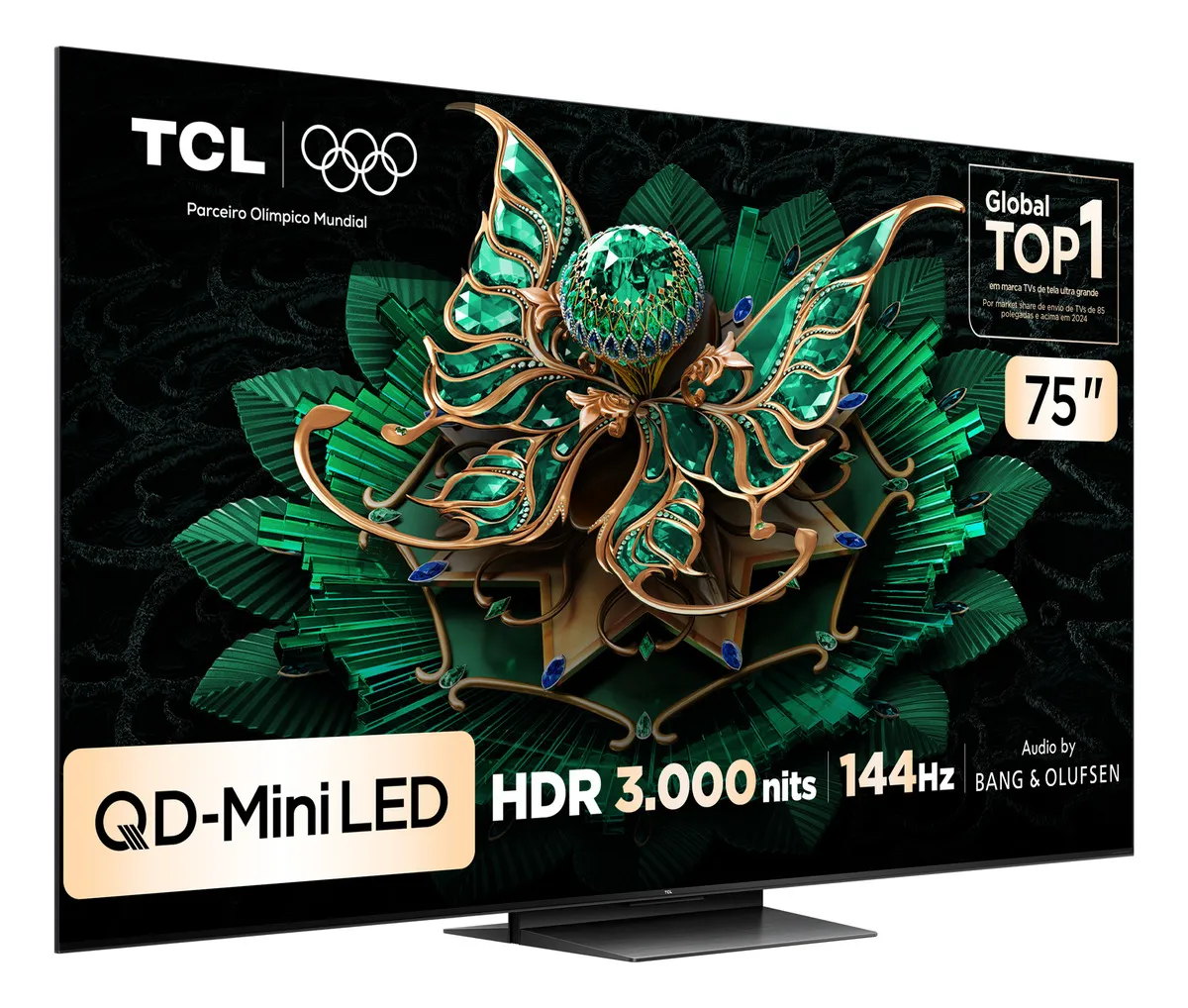 Smart TV TCL 75 Polegadas QLED Mini LED 4K C7K WiFi Bluetooth Google TV 4 HDMI 144Hz HDR10 75C7K