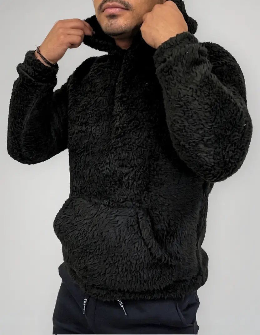 Casaco De Frio Masculino Casaco Teddy Duplo Felpado Canguru