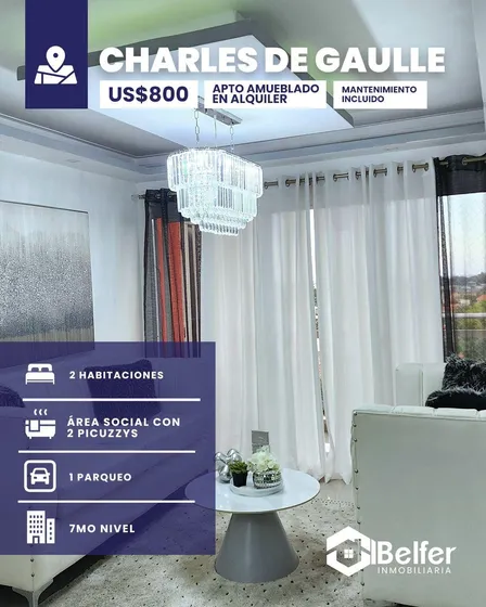Apartamento Amueblado En Alquiler Av. Charles De Gaulle.