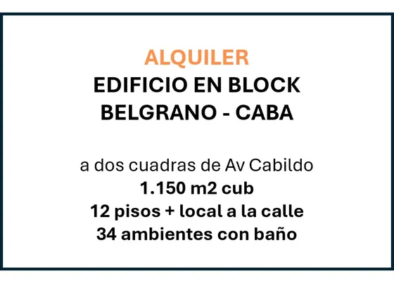 Edificio En Block + Local En Alquiler En Belgrano - Capital Federal - Ar-ca1-30a