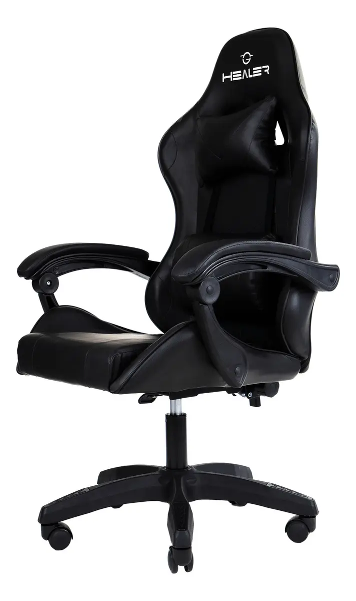 Cadeira Gamer Wells Preta Healer Preto Couro Sintético