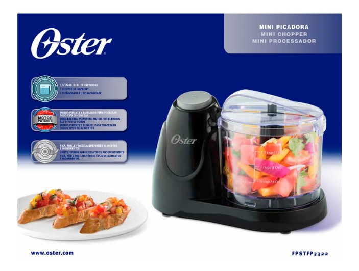 Picatodo Oster Procesador De Alimentos 3322 Negro 70 Watts Envío gratis