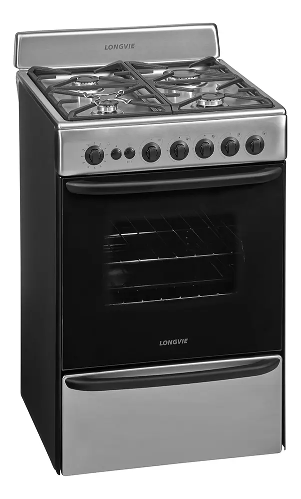 Cocina A Gas Longvie 13601xf 60cm Inox Cajón Parrilla Color Acero inoxidable Tipo de conexión Gas natural