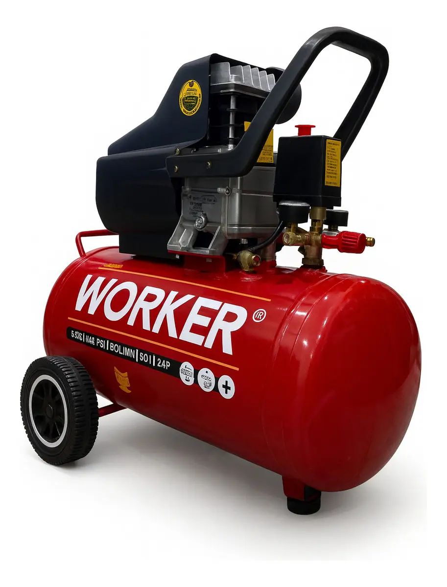 Compressor de Ar Worker 50L 2HP 120 PSI Monofásico 127v/220v Vermelho