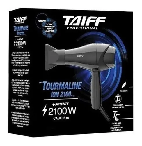 Secador Taiff Tourmaline Íon 2100W – Alta Performance Preto