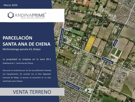 Terreno Desarrollo 21.400 M2 En Santa Ana De Chena - Maipú