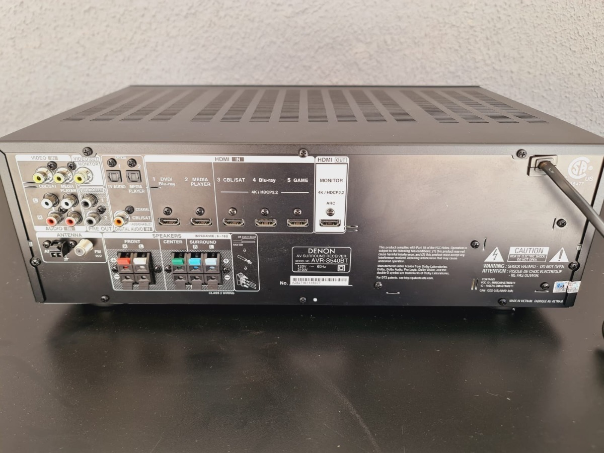 Receiver Denon Avr 540bt 5.2ch 4k Uhd Hdr Bluetooth Usb Frete grátis