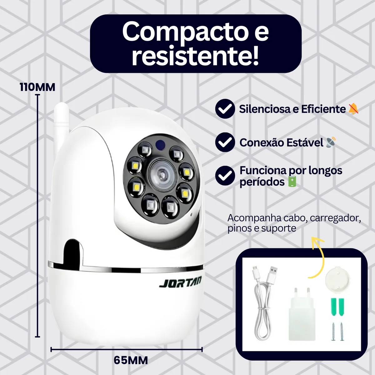 Câmera Pet Babá Eletrônica Fullhd Com App Visão Noturna Wifi Branco