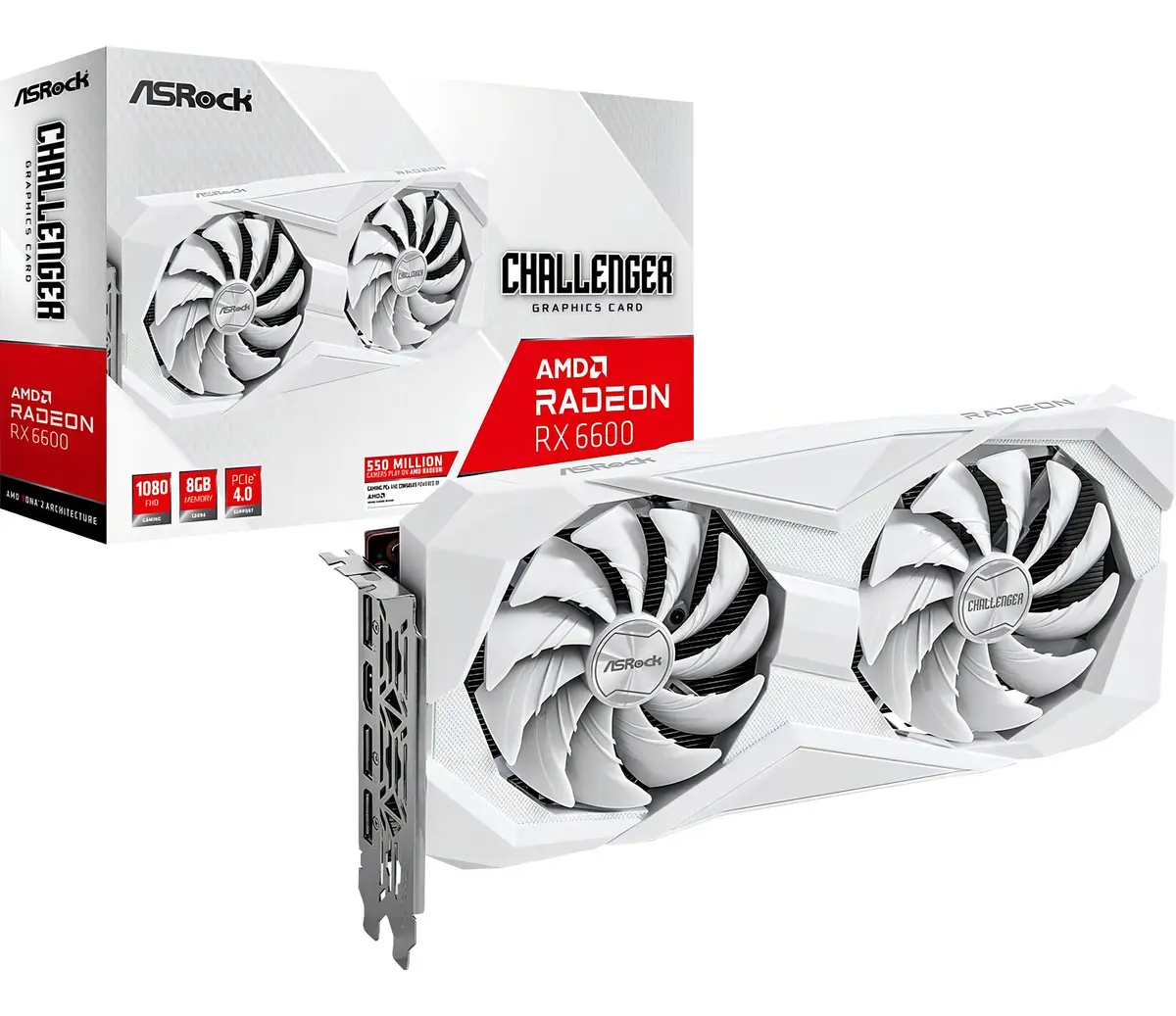 Placa De Video Asrock Radeon Rx 6600 Challenger 8gb Branco