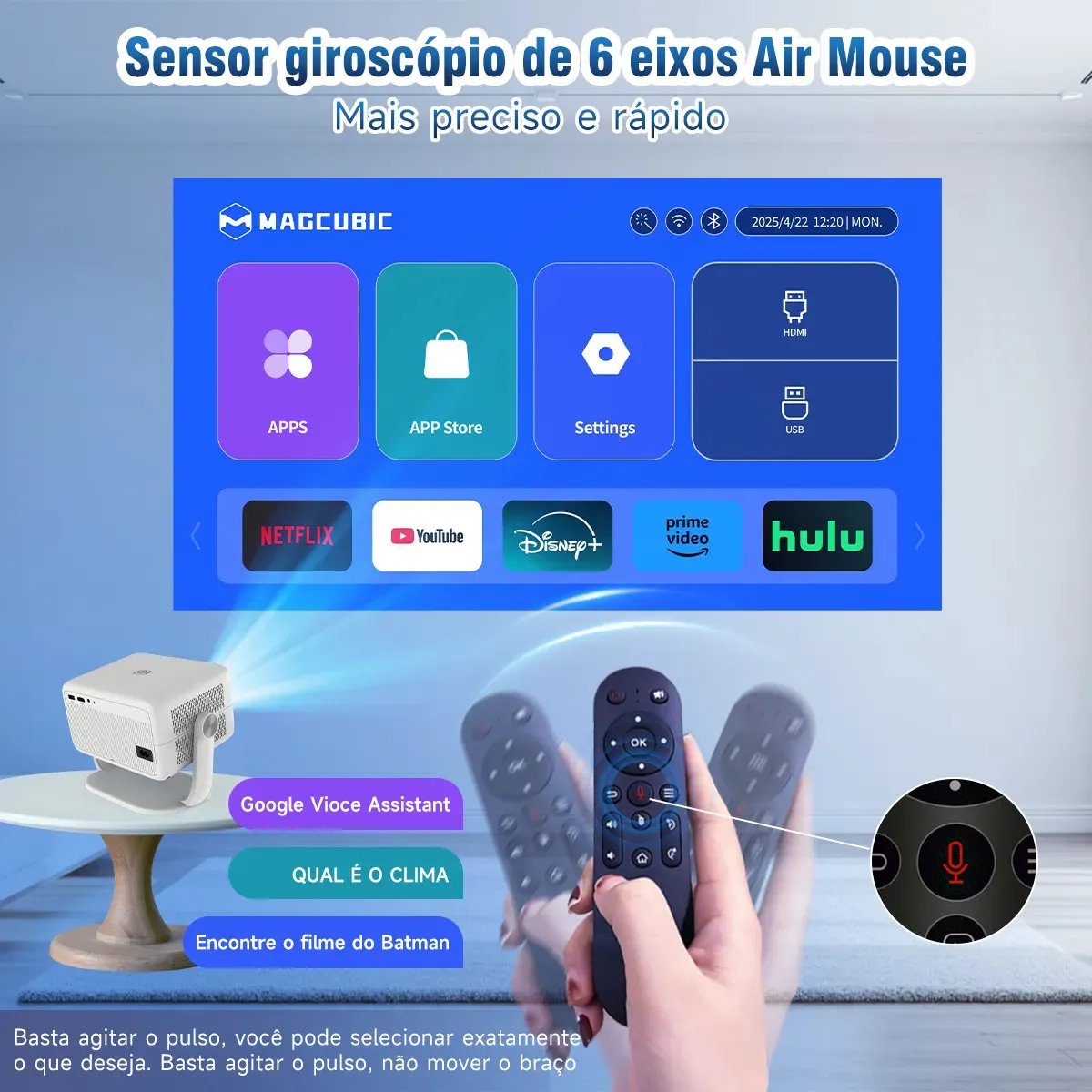 Projetor Magcubic L018 Led Full Hd 1080p, Com Android 14 E Wi-fi 6 Branco 127/220v