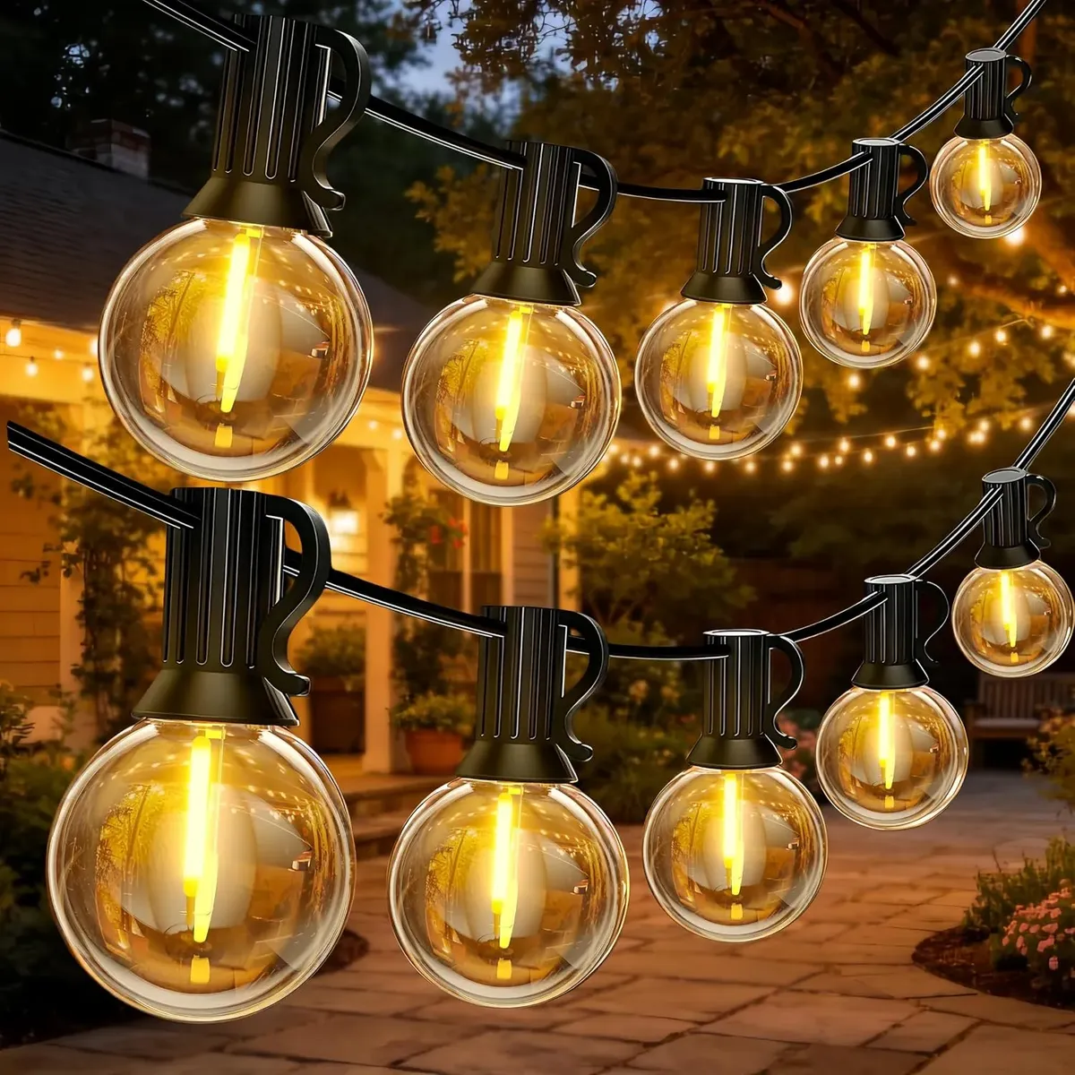 Varal De Luzes Led 15m Com 25 Lâmpada Externo Cordão Festão Amarelo 110v/220v