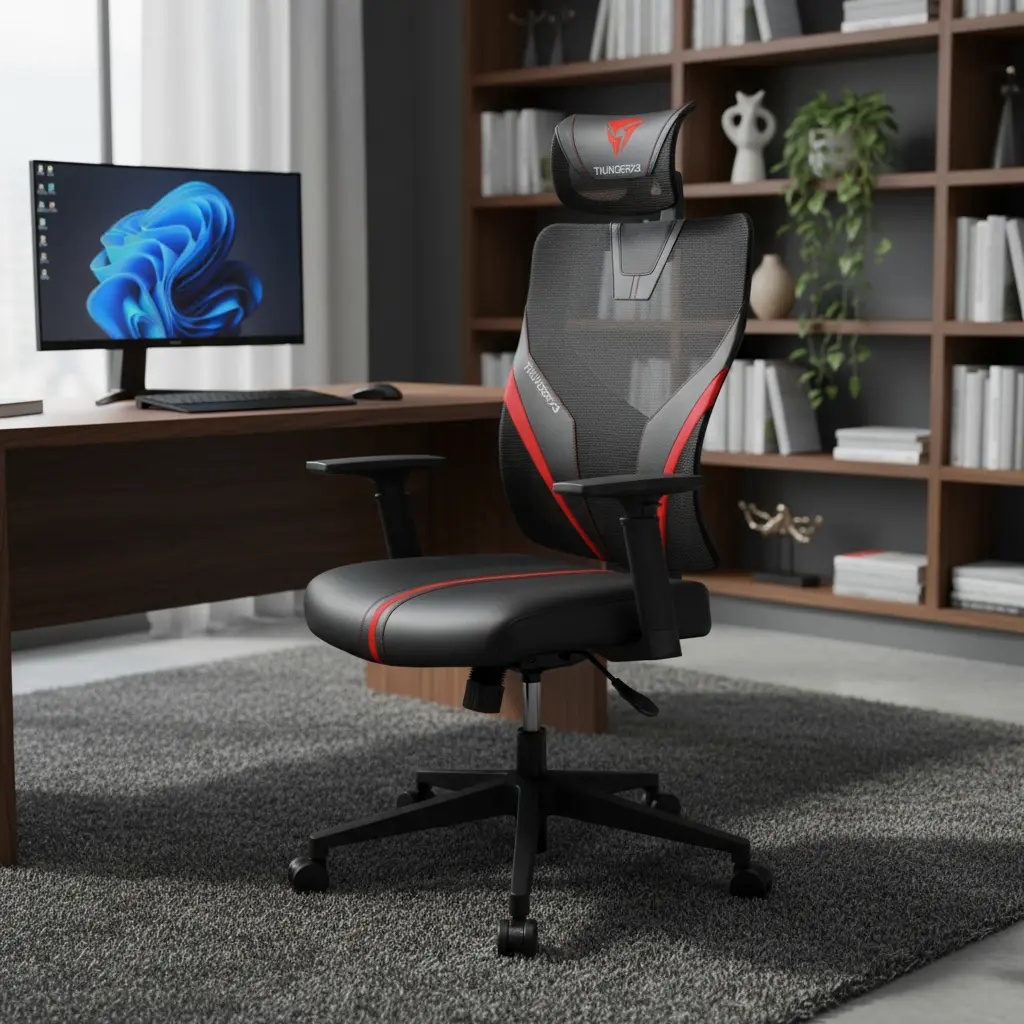 Cadeira Gamer ThunderX3 YAMA1 Preta Vermelha Ergonômica c/ Encosto Reclinável